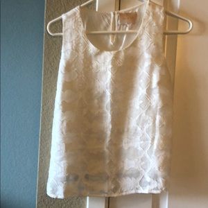 Cream lace work tank top